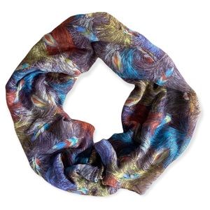 Feather Print Scarf Boho Hippie Orange Purple Bohemian Festival